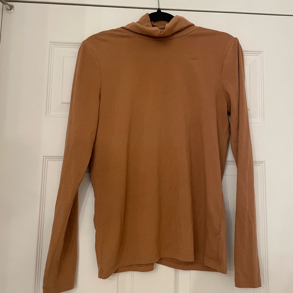 Tan Long Sleeve Turtleneck Top